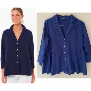 Pomander Place TUCKERNUCK Scarlett Navy Swiss Knot Blouse Large